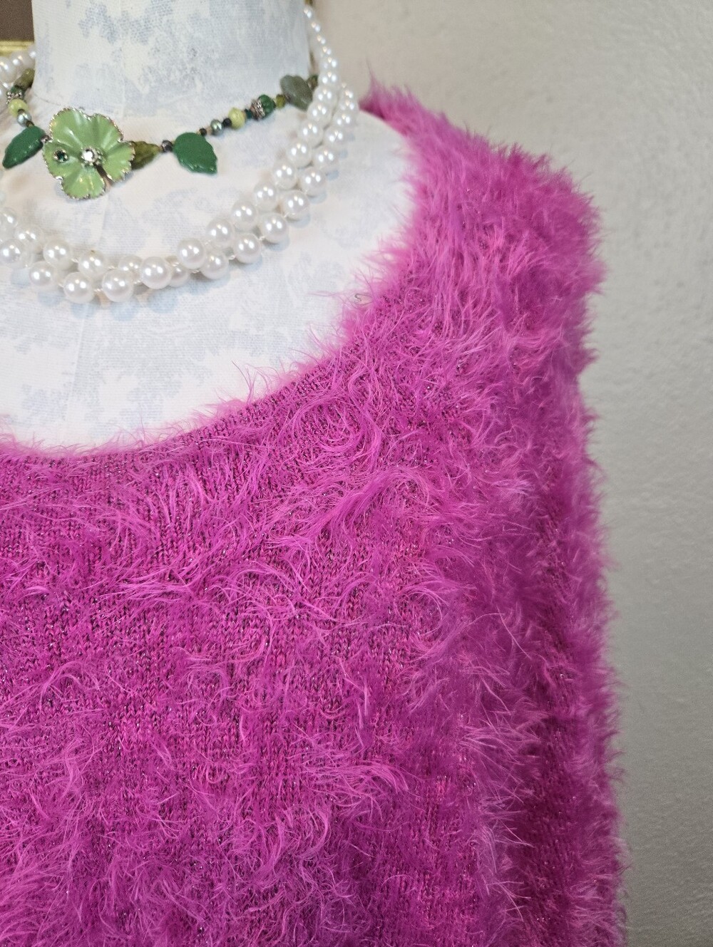 Oversize Fuzzy Pink Sweater Nic + Zoe 3x